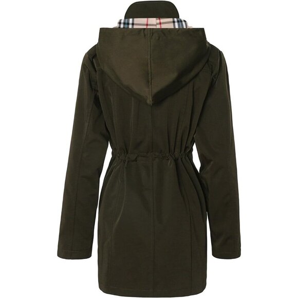 🆕Women's Army Green Waterproof Long Raincoat Windbreaker Jacket with Hood - Picture 2 of 7
